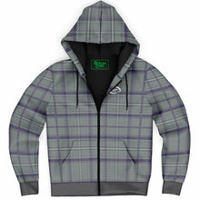 Load image into Gallery viewer, Grey Purple Tartan Microfleece Zip Hoodie - Urban Celt