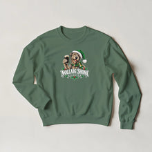 Load image into Gallery viewer, Festive Irish Christmas sweatshirt with Irish Wolfhound and pint design, ideal for Christmas gatherings and Irish-themed gifts.