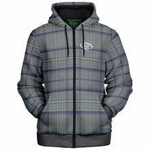 Load image into Gallery viewer, Grey Purple Tartan Microfleece Zip Hoodie - Urban Celt