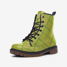 Load image into Gallery viewer, Lime Green Tartan Plaid Combat Boots - Urban Celt