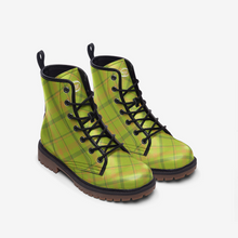 Load image into Gallery viewer, Lime Green Tartan Plaid Combat Boots - Urban Celt