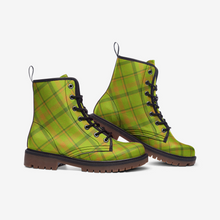 Load image into Gallery viewer, Lime Green Tartan Plaid Combat Boots - Urban Celt