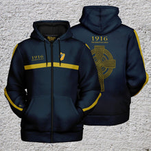 Load image into Gallery viewer, 1916 Easter Rising Navy Gold Fleece Lined Hoodie