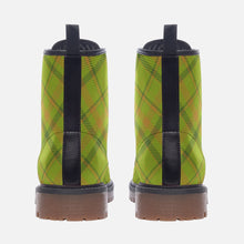 Load image into Gallery viewer, Lime Green Tartan Plaid Combat Boots - Urban Celt
