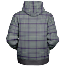 Load image into Gallery viewer, Grey Purple Tartan Microfleece Zip Hoodie - Urban Celt