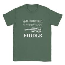 Load image into Gallery viewer, Never Underestimate the Power of a Woman who Plays Fiddle T-shirt - Urban Celt