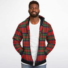 Load image into Gallery viewer, Red Green Tartan Microfleece Zip Hoodie - Urban Celt