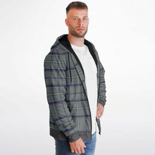Load image into Gallery viewer, Grey Purple Tartan Microfleece Zip Hoodie - Urban Celt