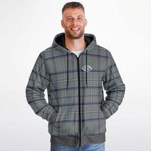 Load image into Gallery viewer, Grey Purple Tartan Microfleece Zip Hoodie - Urban Celt