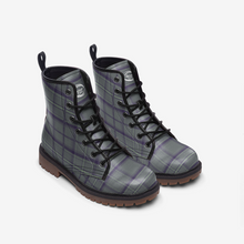 Load image into Gallery viewer, Grey Purple Green Tartan Combat Boots - Urban Celt