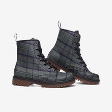 Load image into Gallery viewer, Grey Purple Green Tartan Combat Boots - Urban Celt