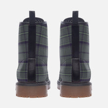 Load image into Gallery viewer, Grey Purple Green Tartan Combat Boots - Urban Celt