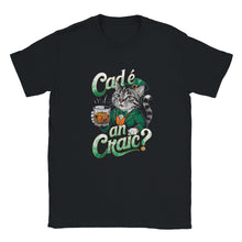 Load image into Gallery viewer, Cad é an craic Cat Whiskey T-shirt - Urban Celt