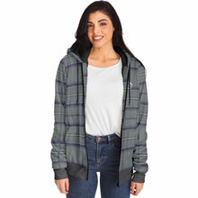 Load image into Gallery viewer, Grey Purple Tartan Microfleece Zip Hoodie - Urban Celt