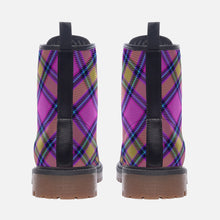 Load image into Gallery viewer, Pink Blue Yellow Tartan Combat Boots - Urban Celt