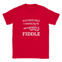Load image into Gallery viewer, Never Underestimate A Woman The Plays Fiddle T-shirt - Urban Celt