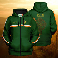 Load image into Gallery viewer, 1916 Easter Rising Black Fleece Lined Ziphoodie