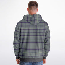 Load image into Gallery viewer, Grey Purple Tartan Microfleece Zip Hoodie - Urban Celt