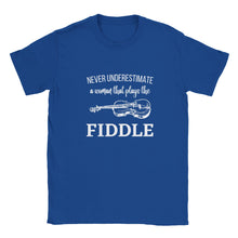 Load image into Gallery viewer, Never Underestimate A Woman The Plays Fiddle T-shirt - Urban Celt