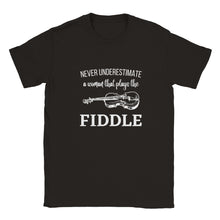 Load image into Gallery viewer, Never Underestimate A Woman The Plays Fiddle T-shirt - Urban Celt