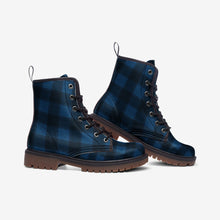 Load image into Gallery viewer, Blue Tartan Vegan Leather Boots
