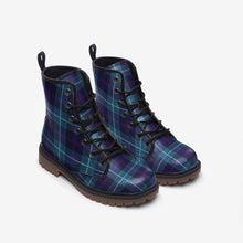 Load image into Gallery viewer, Blue and Purple Tartan Vegan Leather Boots - Urban Celt