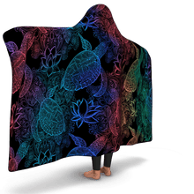 Load image into Gallery viewer, Sea Turtle Rainbow Hooded Blanket - Urban Celt