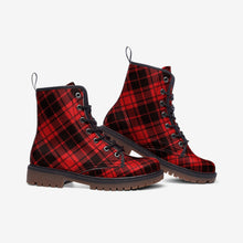 Load image into Gallery viewer, Red Tartan Plaid Vegan Leather Boots - Urban Celt