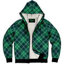 Load image into Gallery viewer, Green Tartan Fleece Lined Zip Hoodie - Urban Celt