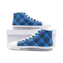 Load image into Gallery viewer, Blue Tartan Plaid High Top Canvas Shoes - Urban Celt