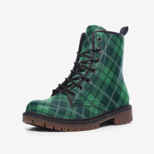 Load image into Gallery viewer, Green Tartan Plaid Vegan Leather Boots
