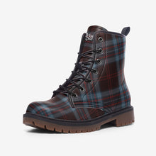 Load image into Gallery viewer, Blue & Red Tartan Vegan Leather Boots - Urban Celt