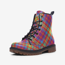 Load image into Gallery viewer, Rainbow Tartan Plaid Vegan Leather Boots - Urban Celt