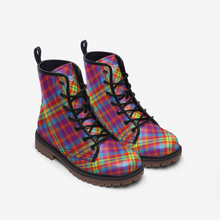 Load image into Gallery viewer, Rainbow Tartan Plaid Vegan Leather Boots - Urban Celt