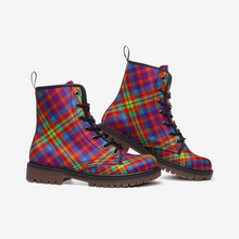 Load image into Gallery viewer, Rainbow Tartan Plaid Vegan Leather Boots - Urban Celt