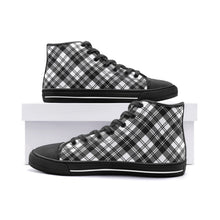 Load image into Gallery viewer, Black/White Tartan Plaid High Tops - Urban Celt