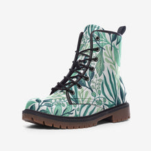 Load image into Gallery viewer, Green Floral Watercolor Vegan Leather Boots
