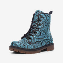Load image into Gallery viewer, Blue Abstract Paisley Combat Boots - Urban Celt