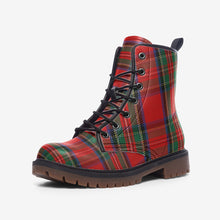 Load image into Gallery viewer, Red/Green Tartan Plaid Vegan Leather Boots - Urban Celt