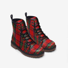 Load image into Gallery viewer, Red/Green Tartan Plaid Vegan Leather Boots - Urban Celt