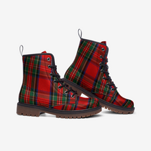 Load image into Gallery viewer, Red/Green Tartan Plaid Vegan Leather Boots - Urban Celt