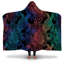 Load image into Gallery viewer, Sea Turtle Rainbow Hooded Blanket - Urban Celt

