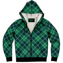 Load image into Gallery viewer, Green Tartan Fleece Lined Zip Hoodie
