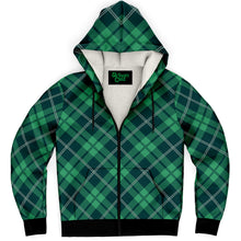 Load image into Gallery viewer, Green Tartan Fleece Lined Zip Hoodie - Urban Celt