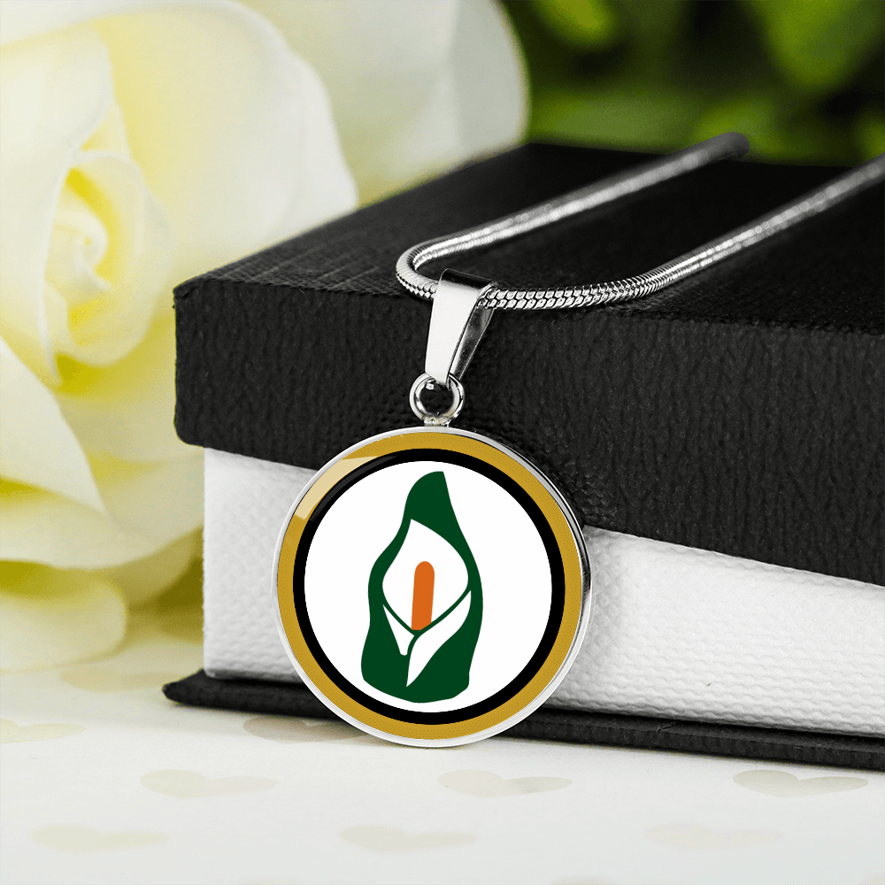 1916 Easter Lily Customizable Circle Pendant