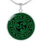 Celtic Triskelion Engraved Circle Pendant Necklace - Urban Celt