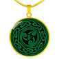 Celtic Triskelion Engraved Circle Pendant Necklace - Urban Celt