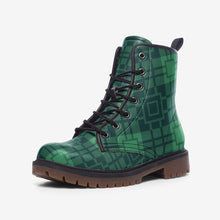 Load image into Gallery viewer, Green Tartan Style Vegan Leather Boots
