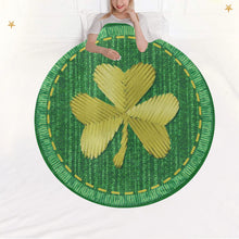 Load image into Gallery viewer, Irish Shamrock Circular Micro Fleece Blanket 60" - Urban Celt