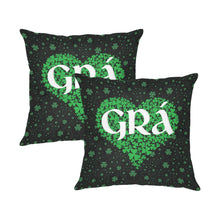 Load image into Gallery viewer, Grá Irish Love Shamrock Linen Pillowcases 18"x18" - Urban Celt